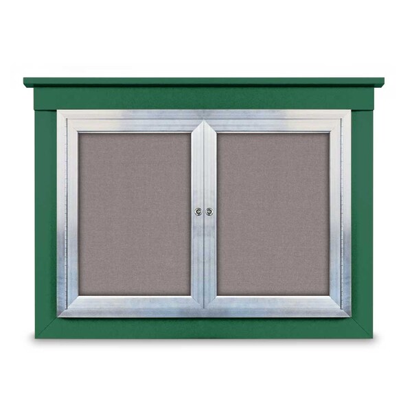48"x36" 2-Door Enclosed Outdoor Letterboard, Hdr, Blue Felt/Black